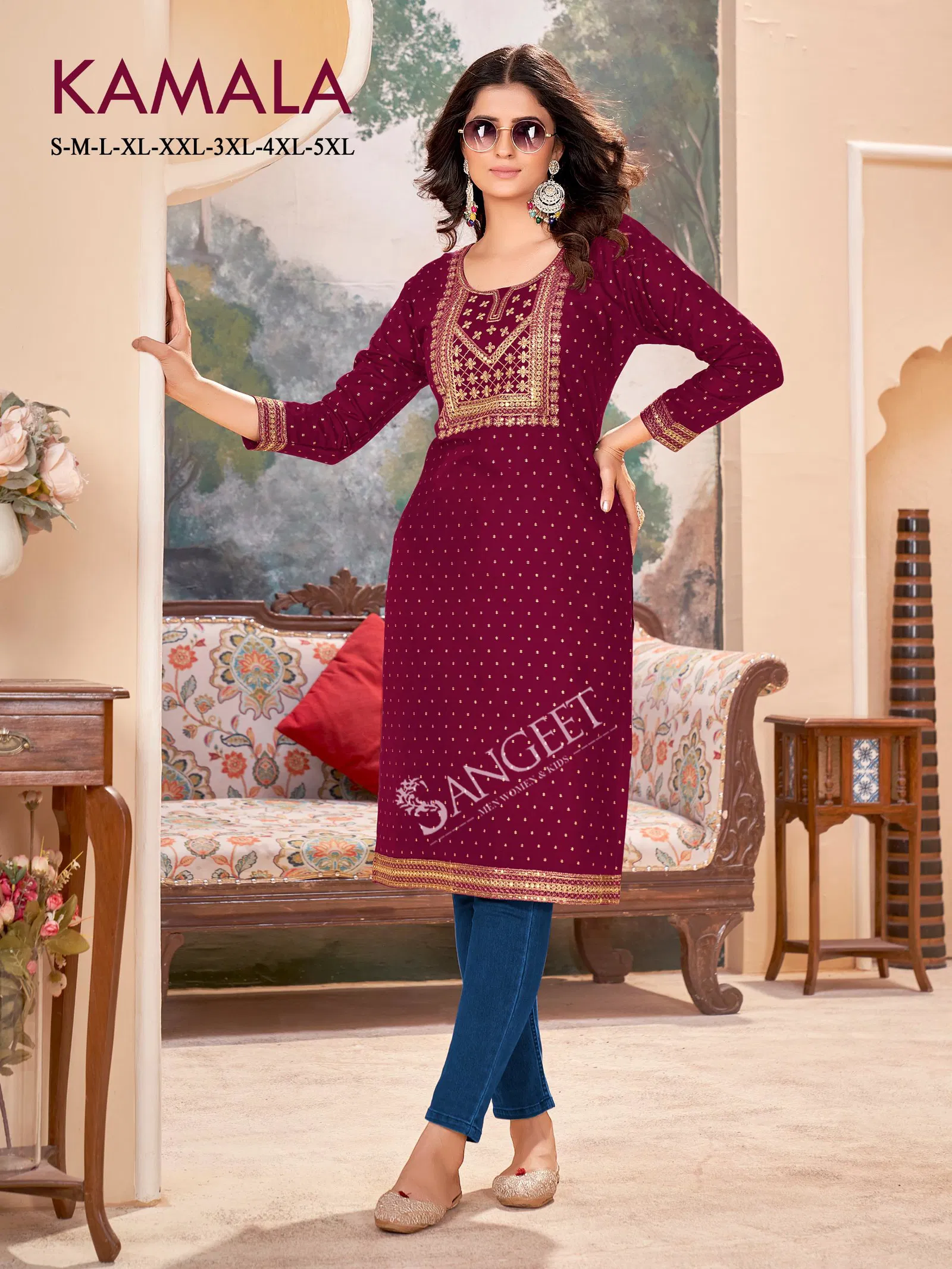 Kamala By Sangeet Rayon Embroidery Kurti Wholesale Online